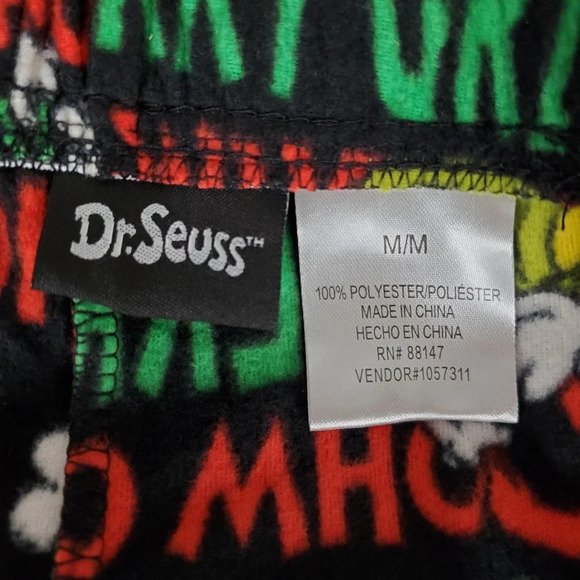 Dr Seuss Merry Grinchmas Fleecy Lounge PJ Pants Black Red Green Size Medium - Picture 2 of 9